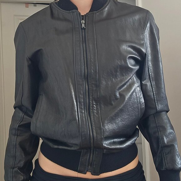 Italian Leather Bomber Jacket - Picture 1 of 8